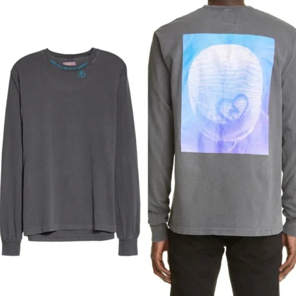 ✨ Bephies Beauty Supply Solar Heart Fade Graphic Tee Unisex Gray Made in USA